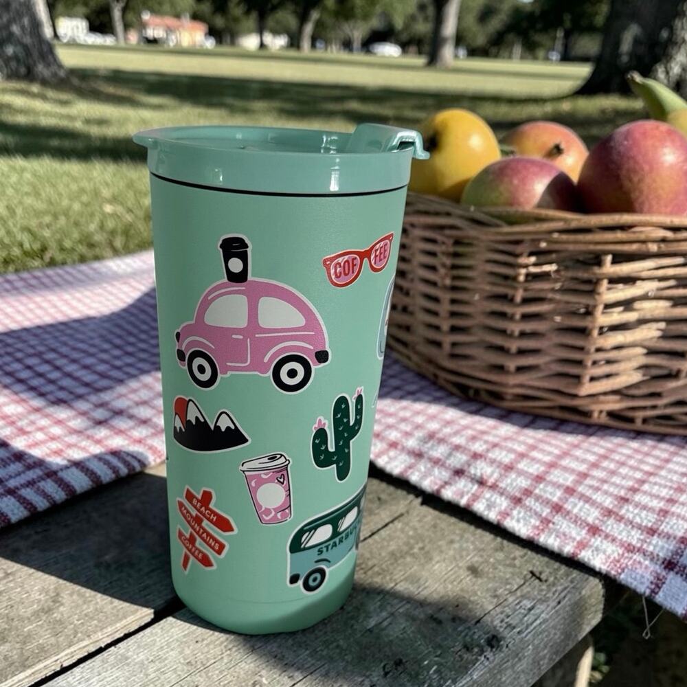 Starbucks Roadtrip Stainless Steel Sticker Tumbler 16oz NWT